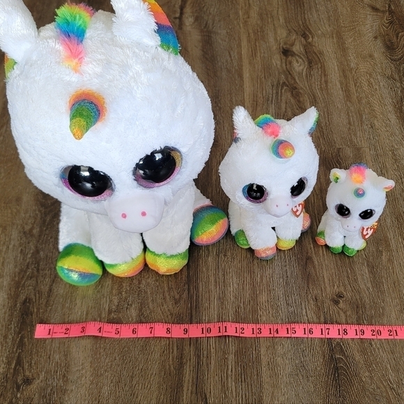 TY Beanie Boos Pixy Rainbow Unicorn Set of 3 #792 - Picture 11 of 12